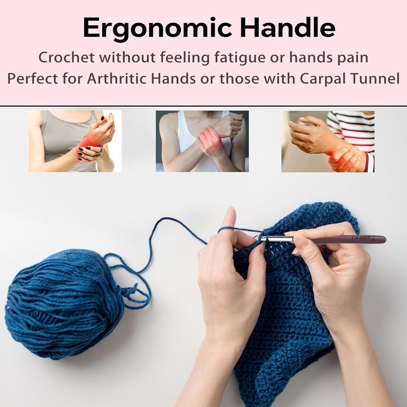 Gerute 6mm Crochet Hook, Ergonomic Crochet Hooks with Soft Rubber Handle and Smooth Glide Head - Lightweight Aluminum Needles for Beginners, Arthritis, Yarn Projects, Long Crafting Sessions (6.0 mm) - Image 4